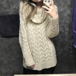 Oatmeal Cowl Neck Sweater